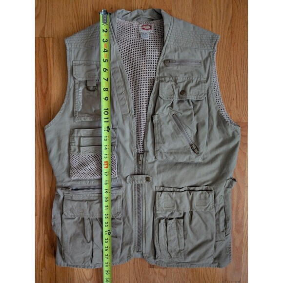 Vintage Banana Republic Vest Men's Medium Beige Vented Cargo Photo Safari Fish - Picture 8 of 9